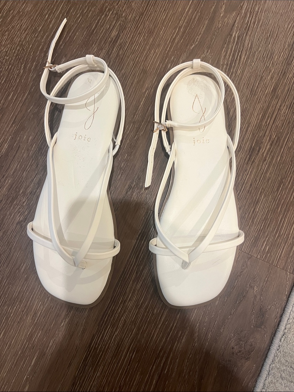 Joie White Strappy Leather Sandals